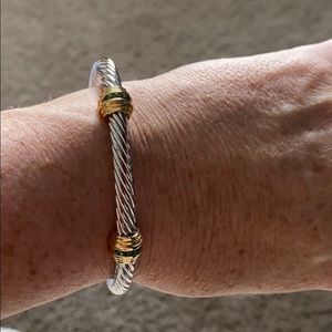 David Yurman cuff with 2 emerald stations